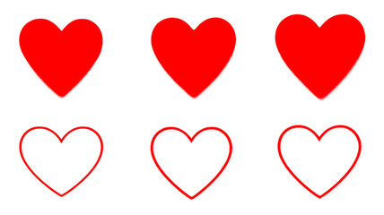 Red heart icons set vector