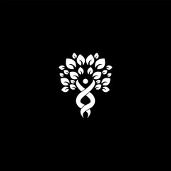 Humanity united with nature, tree with abstract person in elegant design