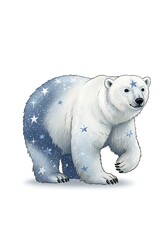 Fototapeta premium Celestial Polar Bear: Whimsical Blue & White Illustration