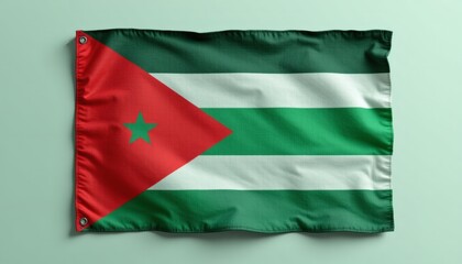 Obraz premium a minimalist depiction of a jordan flag during mental health awareness month, with soft greens and circles.