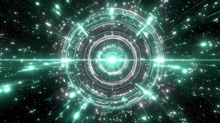Fototapeta premium Futuristic digital visualization of abstract energy radiating from a core, representing advanced technology and digital innovation