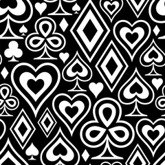 Black and white pattern of card suit symbols