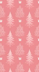 Obraz premium Blush Pink Christmas Trees: Festive Seamless Pattern AI Generated