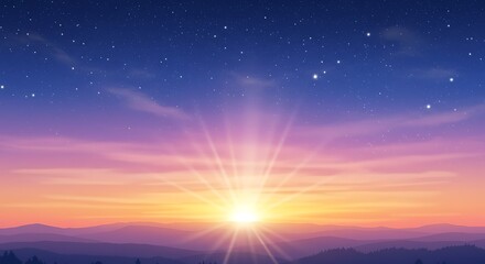 Fototapeta premium Celestial Sunrise: Digital Painting of Ethereal Glow