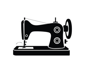 Sewing Machine Logo, Sewing Machine Icon, Vintage Sewing Machine Silhouette Vector – Retro Tailoring and Fashion Design Icon.