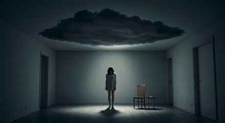 Lonely figure under a cloud