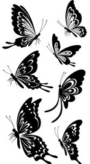 Black & White Butterfly Dance: Elegant Ink Illustration