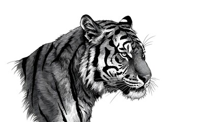 Obraz premium Tiger portrait grayscale drawing