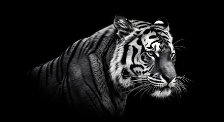 Tiger portrait black and white