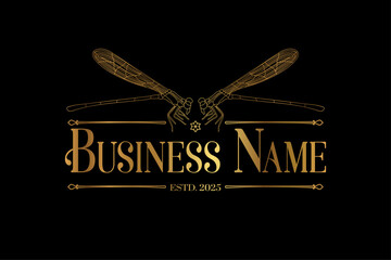 Gold and Black Rero Vintage Style Dragonfly Logo