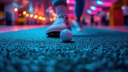 Person playing mini golf