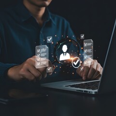 Person Using Magnifying Glass for Candidate Selection and Verification