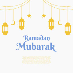 Islamic lantern, crescent moon and star ornament. Ramadan kareem or Al-Adha background template. Frame and border for Islamic event