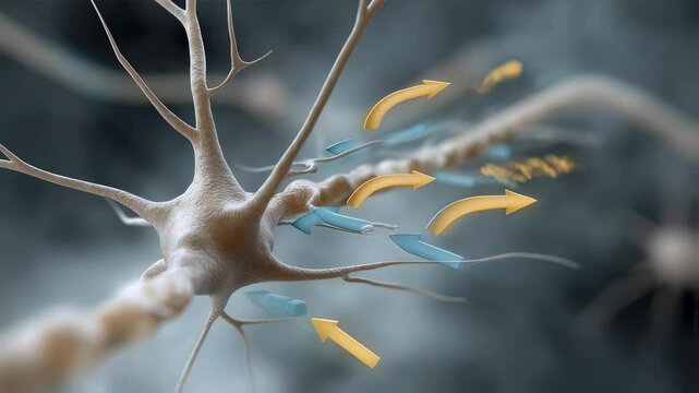 Electrical signals travel along axon triggering chemical neurotransmitters to cross synaptic gap and bind to receptors on another neuron, propagating nerve impulse