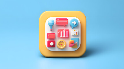 3D business icon workflow single icon cartoon