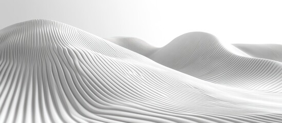 Abstract white landscape with flowing lines and hills.