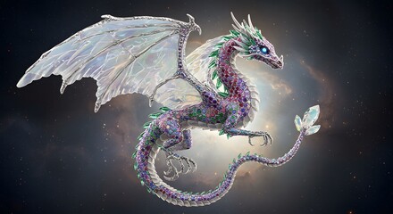 Crystal dragon fantasy illustration