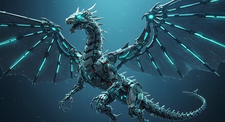 Mechanical dragon futuristic fantasy art