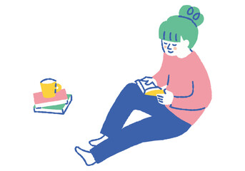 Woman relaxing and reading_Color