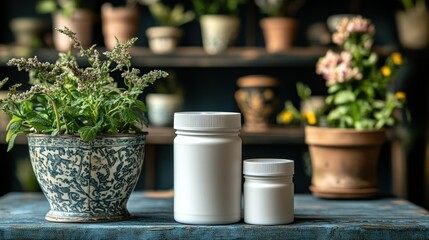Decorative plants in pots on a table