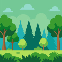 Obraz premium Seamless forest natural green vector background.