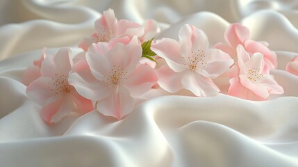 Delicate pink blossoms on smooth silk