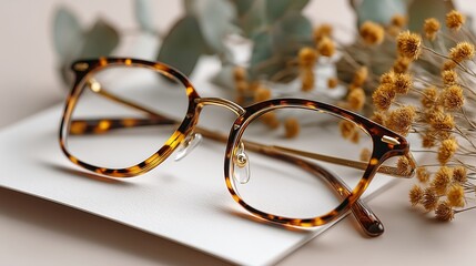 Stylish Tortoiseshell Glasses on Desk