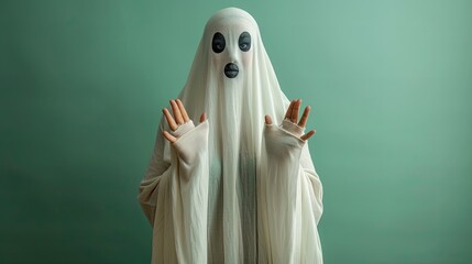 Person Dressed As A Ghost For Halloween
