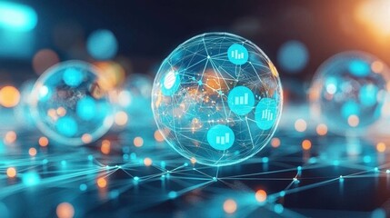 Obraz premium Global Data Network, Futuristic Technology, Digital Transformation, Artificial Intelligence