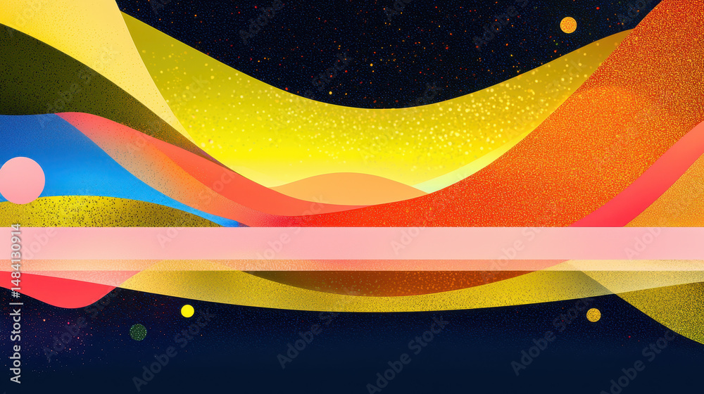 Poster abstract colorful wave design with flowing curves and dynamic patterns in vibrant shades of yellow p