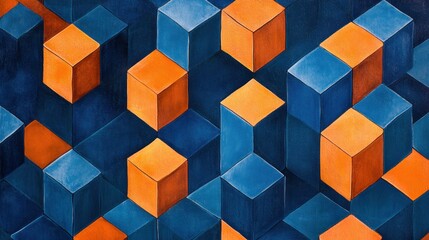 Abstract geometric pattern of interlocking cubes