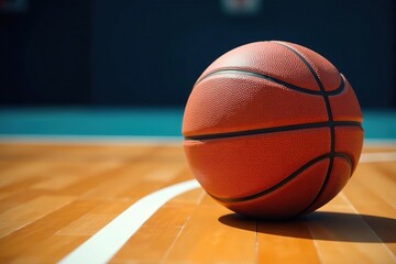 Obraz premium Close-up of basketball on court, lines visible, athletic, lines, defeat
