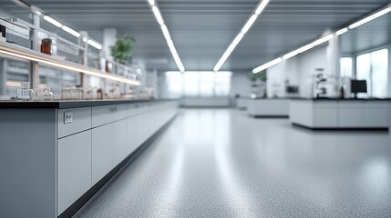 Modern Laboratory Interior. Science research and development concept. Cleanroom technology background.