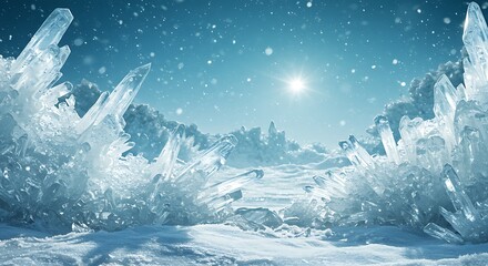 Frozen Crystal Realm: Winter Wonderland 3D Render AI Generated