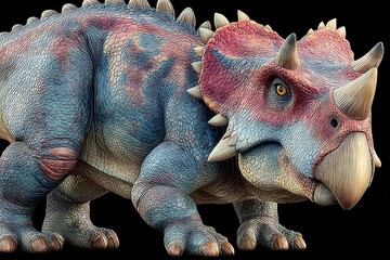 Obraz premium Realistic Ceratopsian Dinosaur Prehistoric Creature AI Generated 3D Render Ancient Ani