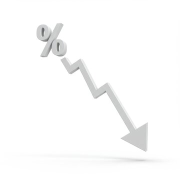 Percentage decrease isolated on white background. use cases: finance, economy, business.