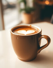 Obraz premium Coffee Cup with Heart Foam Art