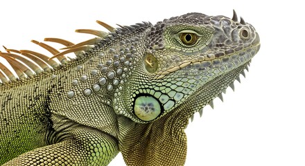Green Iguana Portrait: Intricate Scales and Captivating Gaze