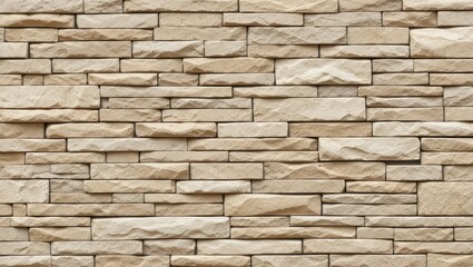 Obraz premium Textured Natural Stone Wall with Geometric Patterns in Neutral Earthy Tones
