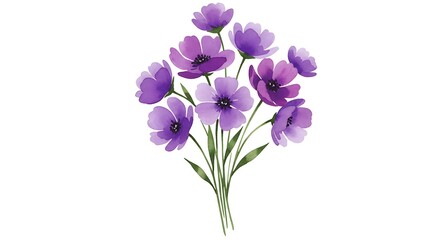 Serene Lavender Watercolor Bouquet: Delicate Floral Illustration