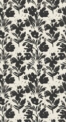 Obraz premium Monochromatic Floral Textile Design: Black & Cream Brushstrokes