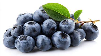 水滴をまとった新鮮なブルーベリーの房のクローズアップ generative ai