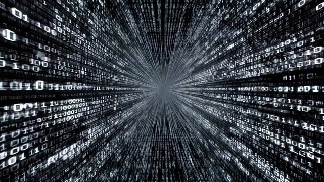Binary code data stream with digital technology and fast streaming binary code tunnel
