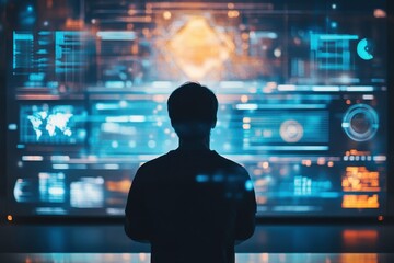 silhouette of person controlling virtual screen