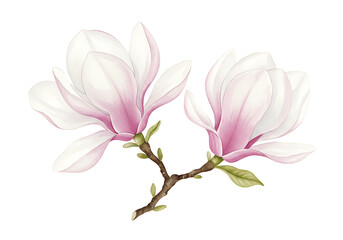 Watercolor Magnolia Blossom Duo: Delicate Floral Illustration