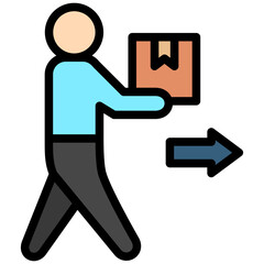 Delivery Man outline color, mini illustration icon. use for modern concept, print, UI, UX kit, web and app development. Vector related to sales, logistic and ecommerce