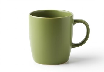 Olive green mug on a white background, perfect for coffee or tea
