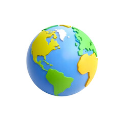 Obraz premium colorful globe showing continents and oceans in simple 3d style, high quality png isolated on transparent background
