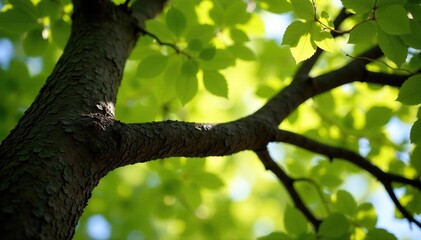 Close-up of intertwined family tree branches, sunlight dappled , cross, symbol, heritage