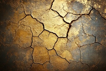 Obraz premium Cracked, gold and gray textured surface. Dry, arid, distressed look
